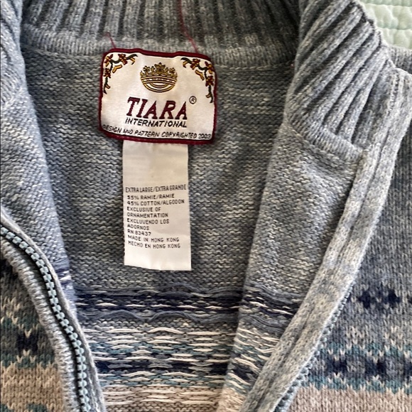 Vintage Tiara Blue and White Cardigan Sweater - Picture 2 of 4